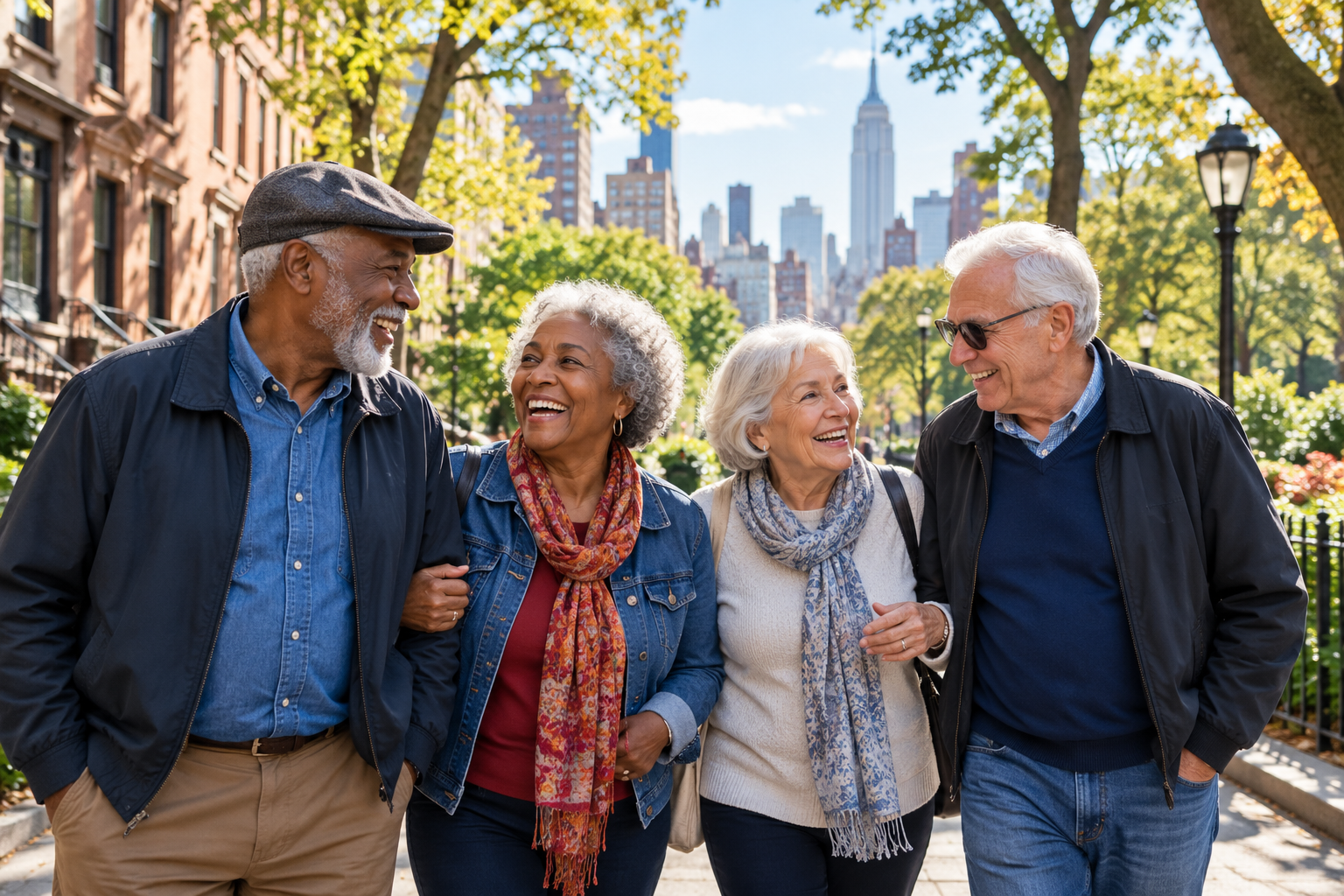 Illustrative image of older adults in a New York neighborhood